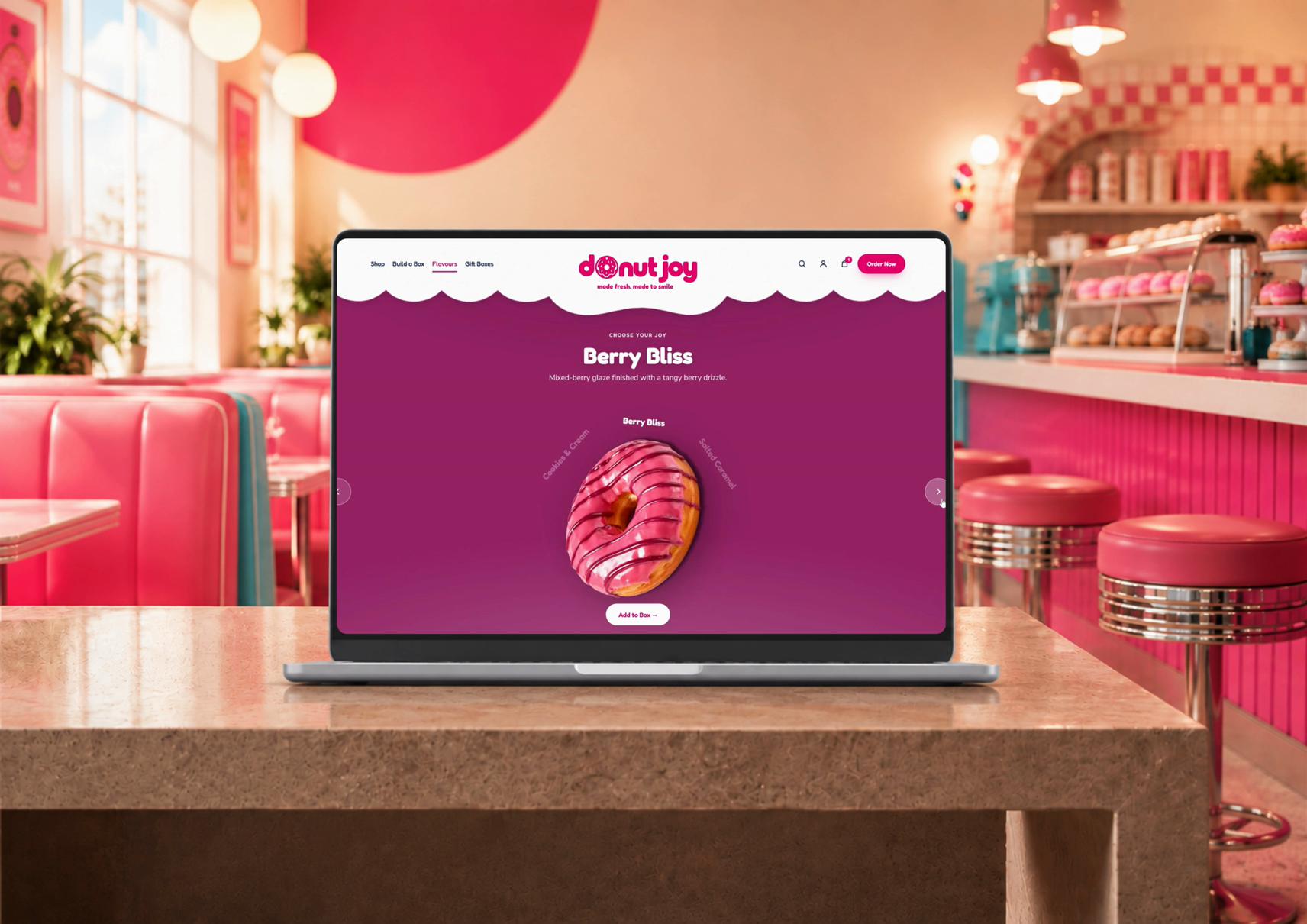 The Donut Joy flavour carousel